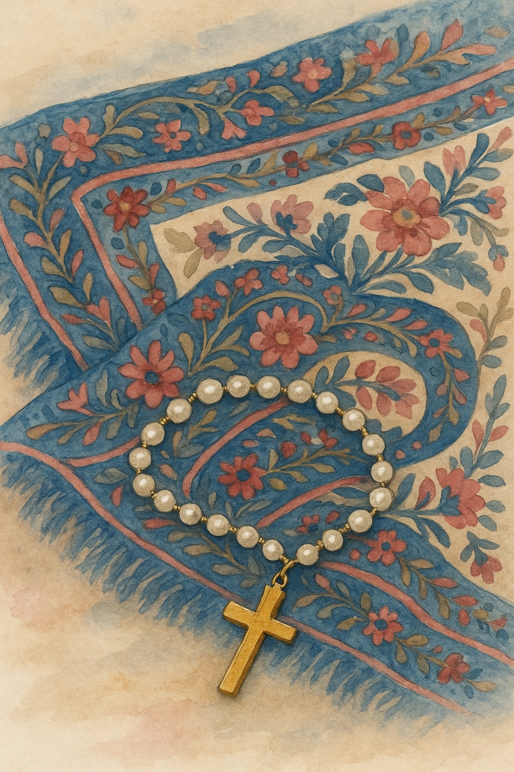 Prayer Beads on scarf