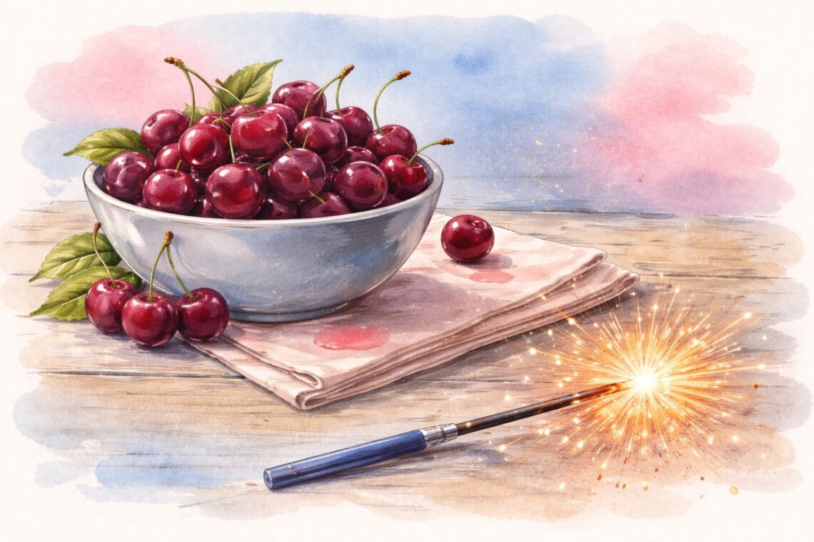 Cherries waiting to be set on fire