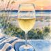 Prosecco glass at sunset